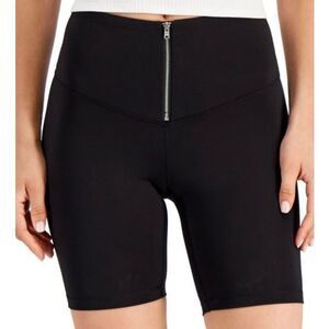 INC Zipper Compression Bike Shorts, Created for Macy's - Deep Black Size XS